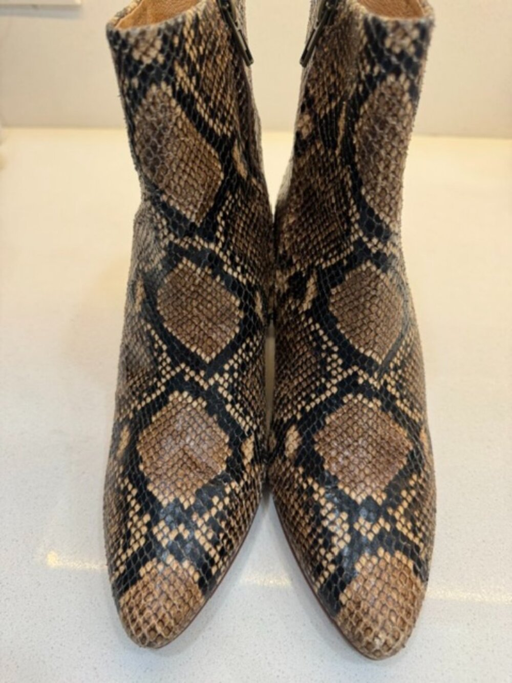 Madewell "Regan" Snake Embossed Leather bootie sz 7 retails at $198 3"heel